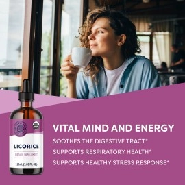 Vimergy USDA Organic Licorice Root Extract, 57 Servings - Alcohol Free Licorice Root Drops - Supports Digestive System & Respiratory Health - Gluten-Free, Non-GMO, Vegan & Paleo Friendly (115 ml)