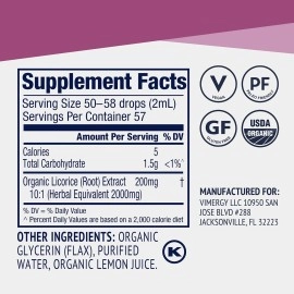 Vimergy USDA Organic Licorice Root Extract, 57 Servings - Alcohol Free Licorice Root Drops - Supports Digestive System & Respiratory Health - Gluten-Free, Non-GMO, Vegan & Paleo Friendly (115 ml)