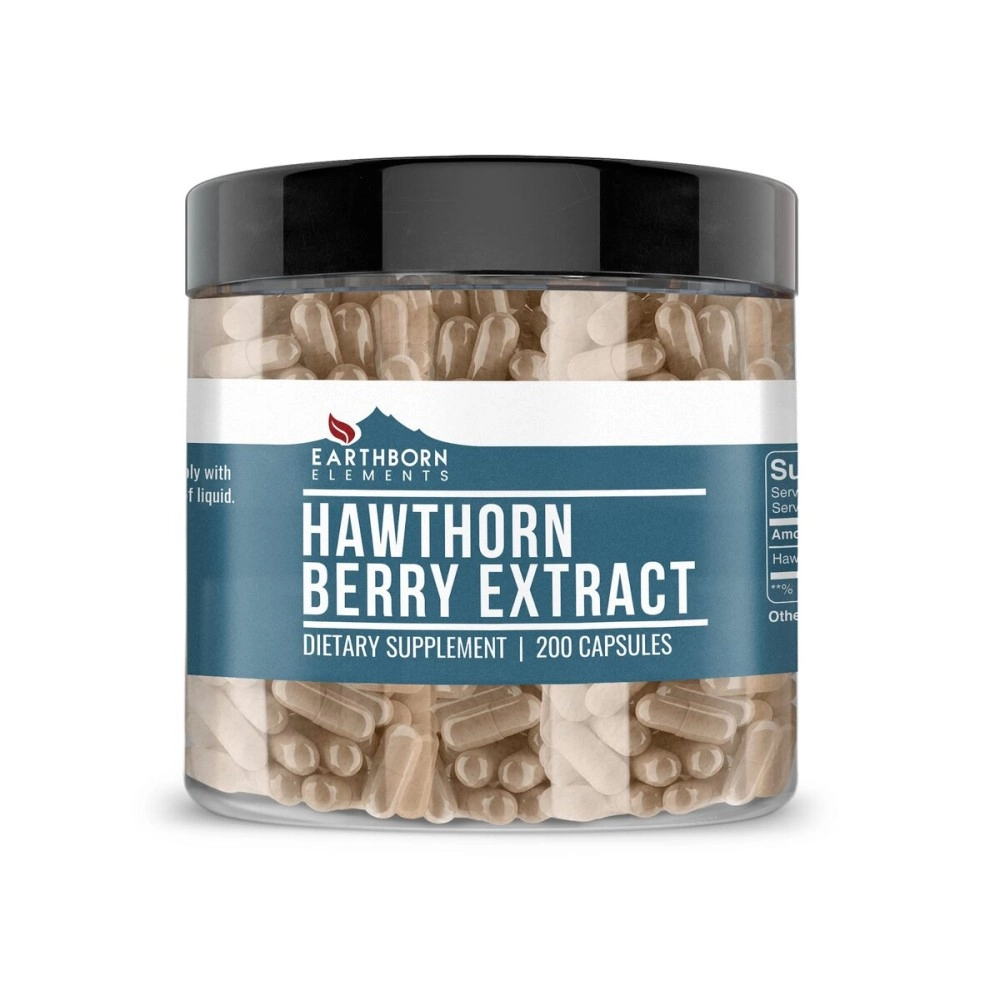 Earthborn Elements Hawthorn Berry Extract, 200 Caps, 1275 mg Serving, Fast Dissolving, Potency & Purity, Non-GMO, No Stearate or Rice Filler, Made in USA, Gluten-Free, Lab-d