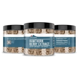 Earthborn Elements Hawthorn Berry Extract, 200 Caps, 1275 mg Serving, Fast Dissolving, Potency & Purity, Non-GMO, No Stearate or Rice Filler, Made in USA, Gluten-Free, Lab-d