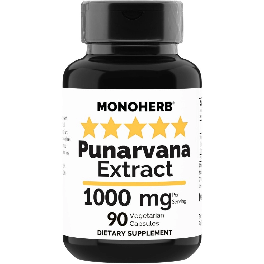 MONOHERB Punarvana 400 mg - 90 Vegetarian Capsules - Ayurvedic Punarnava Supplement - Boerhavia Diffusa