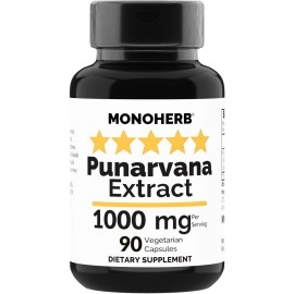 MONOHERB Punarvana 400 mg - 90 Vegetarian Capsules - Ayurvedic Punarnava Supplement - Boerhavia Diffusa