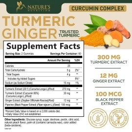 Turmeric Curcumin Gummies with Black Pepper, Extra Strength Absorption Chewable Vitamins Gummy, Best Vegan Joint Support Tumeric Supplement - Joint Comfort Support for Men - 120 Gummies