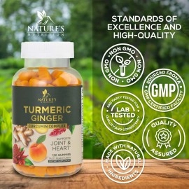 Turmeric Curcumin Gummies with Black Pepper, Extra Strength Absorption Chewable Vitamins Gummy, Best Vegan Joint Support Tumeric Supplement - Joint Comfort Support for Men - 120 Gummies
