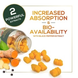 Turmeric Curcumin Gummies with Black Pepper, Extra Strength Absorption Chewable Vitamins Gummy, Best Vegan Joint Support Tumeric Supplement - Joint Comfort Support for Men - 120 Gummies