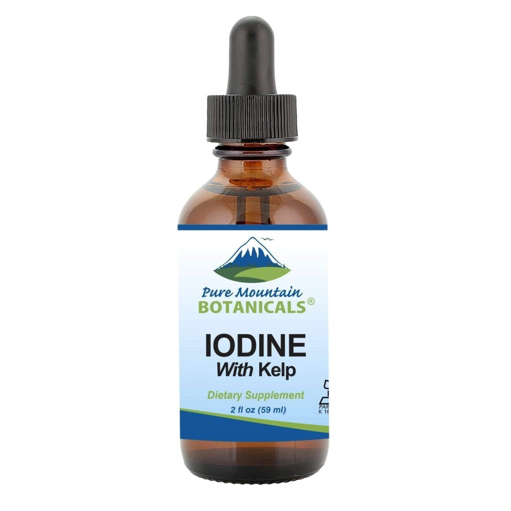 Liquid Iodine 0.3% Solution 2oz - Liquid Supplement with Organic Kelp - Kosher Vegan Iodide Drops Solution