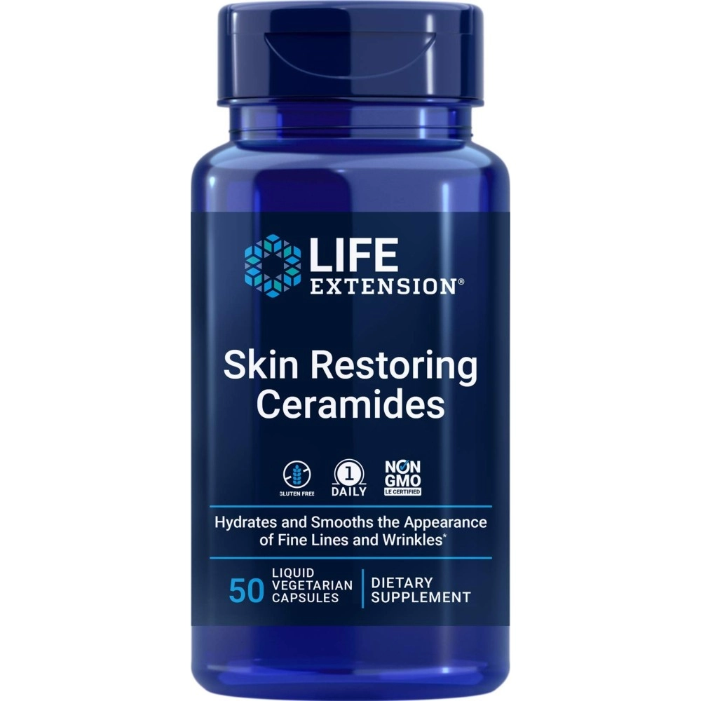 Life Extension Skin Restoring Ceramides, 50 Veg Capsules - Vegetarian Phytoceramide Supplement