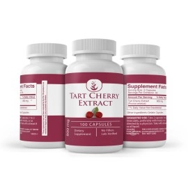 Tart Cherry Extract, 100 Capsules, 1000 mg Servings, from Natural Cherry Fruit, Non-GMO, Gluten-Free, 3rd Party Lab-Tested, Extra Strength Formula, No Fillers, Flavours, or Sweeteners, Made in USA