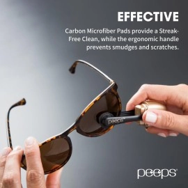 Peeps CarbonKlean Eyeglass Lens Cleaner - Efficient and Durable Carbon Microfiber Technology - Exclusively Used by NASA - 500 Uses, Soft Touch Black (2 Pack)