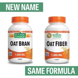 Botanic Choice Oat Fiber -Natural Oat Fiber Dietary Supplement to Support Digestive Health for Women and Men - 90 Tablets (1000 mg Each)