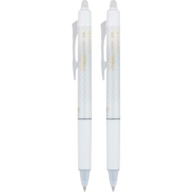 Pilot FriXion Ball Clicker Erasable Gel Pen - 0.5mm Extra Fine, Black Ink, White Barrel, 2-Pack