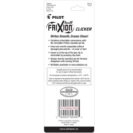 Pilot FriXion Ball Clicker Erasable Gel Pen - 0.5mm Extra Fine, Black Ink, White Barrel, 2-Pack