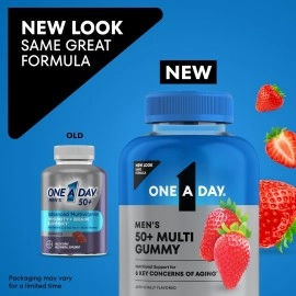 One A Day Mens 50+ Gummies Advanced Multivitamin with Brain Support, Super 8 B vitamin complex, 110 Count