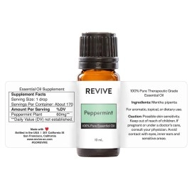 Peppermint Essential Oil by Revive Essential Oils - 100% Pure Therapeutic Grade, for Diffuser, Humidifier, Massage, Aromatherapy, Skin & Hair Care