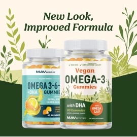 MAV Nutrition Fish Oil Omega 3 Gummies with Vitamin C for Immune Support, Brain, Joint & Cardiovascular Health, Natural Flavors, 60 Vegetarian Friendly Gummies