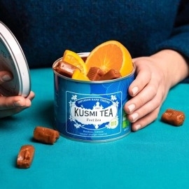 Kusmi Tea - Infusion Bio Feel Zen - Herbal mix and apple, orange-caramel aroma - organic rooibos infusion without theine, in bulk - 100g Metal Tin