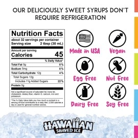 Hawaiian Shaved Ice Syrup 6 Pack, Quarts