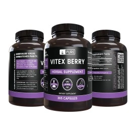PURE ORIGINAL INGREDIENTS Vitex Berry Extract (Chasteberry), 365 Capsules, 880 mg Serving, 100% & Potent, Natural & Non-GMO, Made in USA by