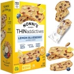 Nonni\'s THINaddictives Almond Thin Cookies - Lemon Blueberry Biscotti Italian Cookie Thin - Almond Cookie - Sweet Crunchy & Chewy - Biscotti Individually Wrapped Cookie - Kosher Coffee Cookie - 4.4 oz