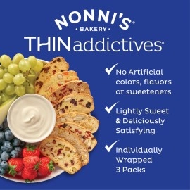 Nonni\'s THINaddictives Almond Thin Cookies - Lemon Blueberry Biscotti Italian Cookie Thin - Almond Cookie - Sweet Crunchy & Chewy - Biscotti Individually Wrapped Cookie - Kosher Coffee Cookie - 4.4 oz