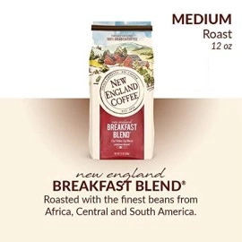New England Coffee Breakfast Blend Medium Roast Ground Coffee, 12oz Bag (Pack of 3)