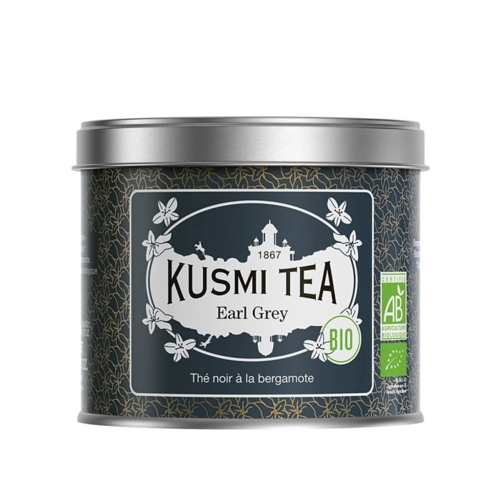 Kusmi Tea - Earl Grey - Organic Earl Grey black tea with bergamot essential oil - Metal tea tin 100g - Capacity for about 50 cups