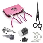 G4 VISION Professional Hair Extension & Beading Tool Kit Plier Set for beads (4 Piece) Micro Ring (Tea Pink)