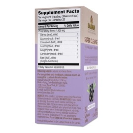 HYLEYS Lakma Super Cleanse Tea Acai Berry Flavor - 25 Tea Bags (Caffeine Free, Gmo Free, Gluten Free, Dairy Free, Sugar Free & 100% Natural, Decaf)
