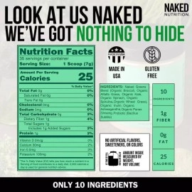 NAKED nutrition Super Greens Powder Organic Greens Supplement - Only 10 Premium Ingredients - Vegan, Non-GMO, Prebiotic and Probiotic - 35 Servings