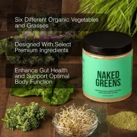 NAKED nutrition Super Greens Powder Organic Greens Supplement - Only 10 Premium Ingredients - Vegan, Non-GMO, Prebiotic and Probiotic - 35 Servings