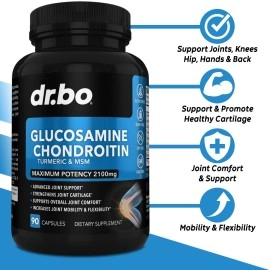 Glucosamine Chondroitin MSM Turmeric - Joints Health Supplement 2100mg Knee Bone & Joints - Joint Support Supplement Pills Advanced Glucosamine Sulfate Capsules Joint Supplements for Men Women Adults