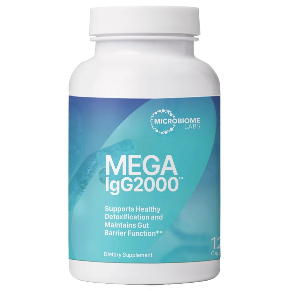 Microbiome Labs Mega IgG2000 - Dairy-Free Bovine Serum Capsules - High Concentration Immunoglobulin Supplements to Support Digestive Health, Gut Health & Detox - Casein & Lactose-Free (120 Count)