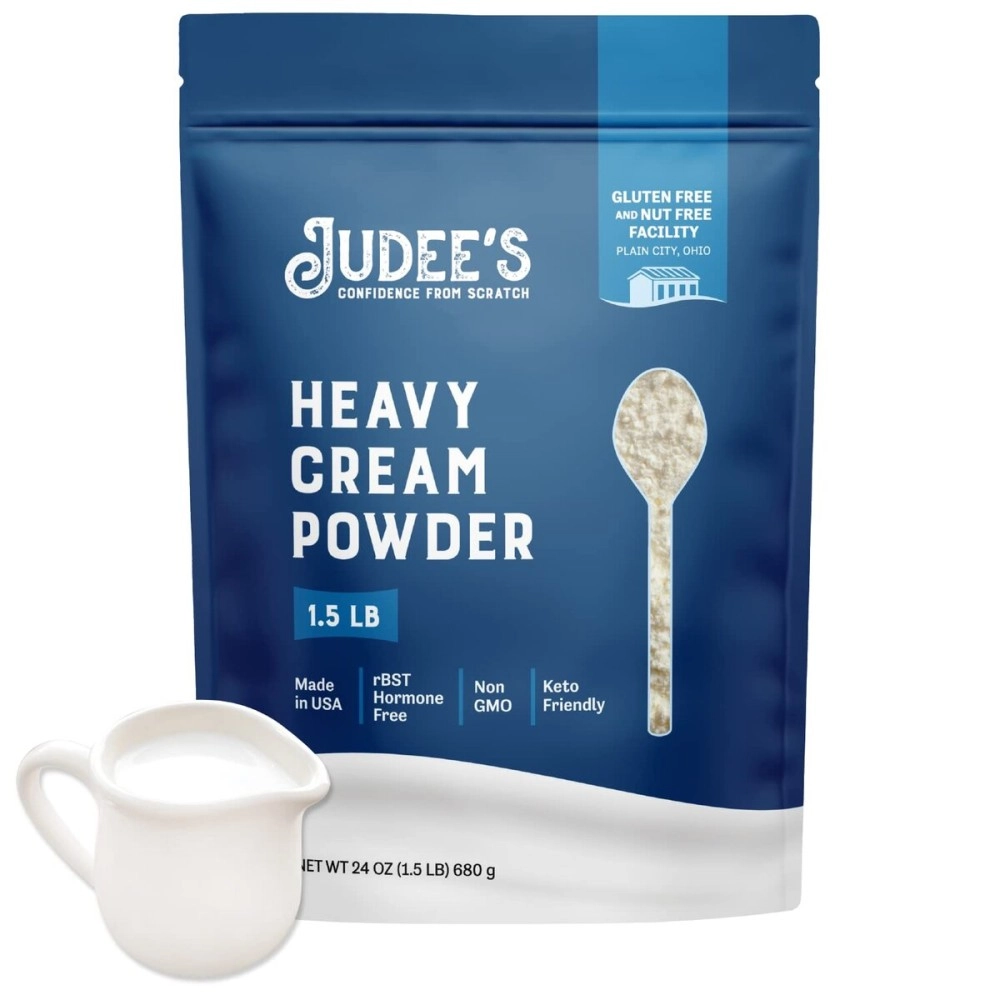 Judee\'s Gluten Free Heavy Cream Powder - 1.5lb (24oz) Resealable Pouch | 100% Non-GMO, Keto-Friendly, Preservative-Free, Gluten-Free & Nut-Free | Healthy Coffee Creamer | Made in the USA