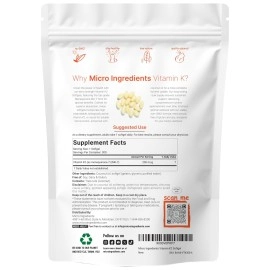 Micro Ingredients Vitamin K2 Complex (MK-4 + MK-7 Formula), 150 mcg, Immune Vitamins and Joint Health Supplement, Non-GMO (300 Count (Pack of 1))