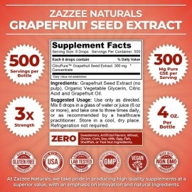 Zazzee Grapefruit Seed Extract (GSE) 4 Ounces | 2X Potency | Maximum Strength | High Absorption | 480 Servings | 100 mg per Serving | Vegan, Liquid Concentrate, Non-GMO and All-Natural