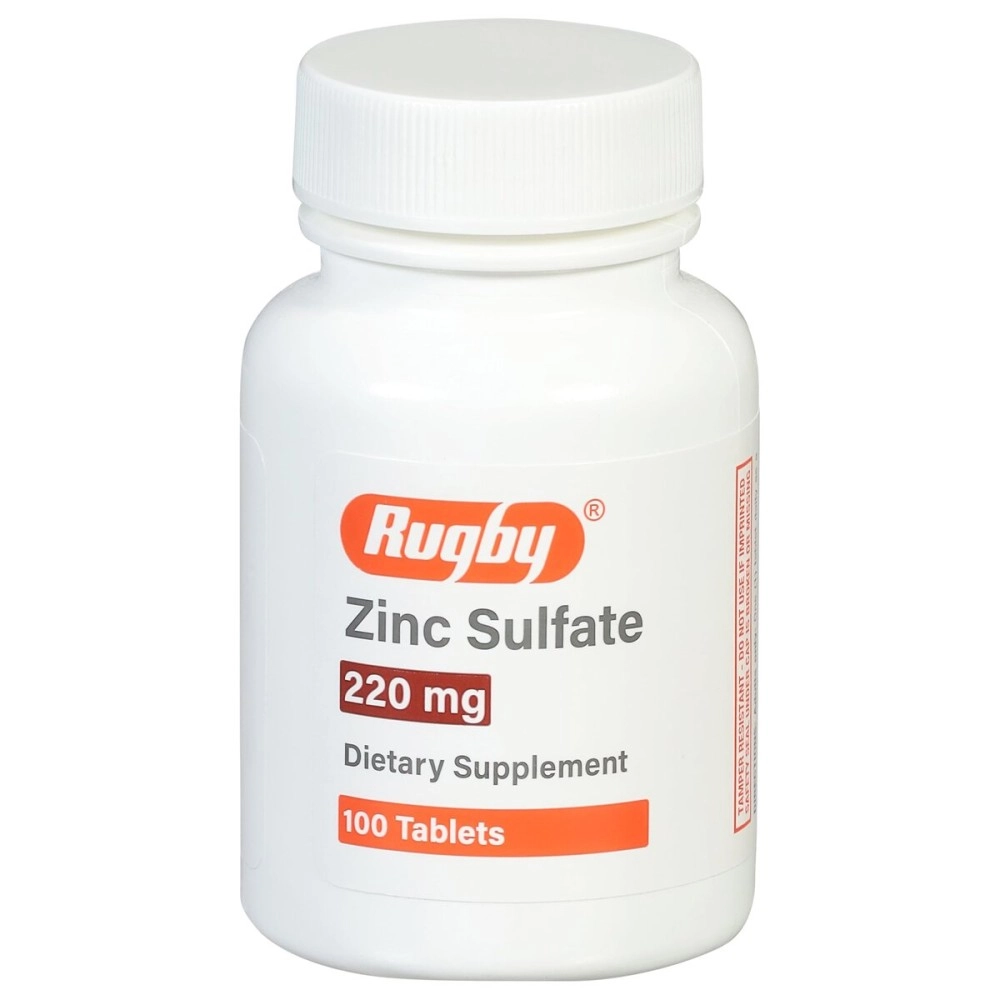 RUGBY LABORATORIES Zinc Sulfate 220 mg Tablets - Made with Zinc Sulfate Heptahydrate - Dietary Supplement - 100 Tablets