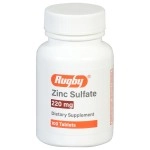 RUGBY LABORATORIES Zinc Sulfate 220 mg Tablets - Made with Zinc Sulfate Heptahydrate - Dietary Supplement - 100 Tablets