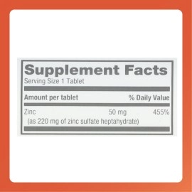 RUGBY LABORATORIES Zinc Sulfate 220 mg Tablets - Made with Zinc Sulfate Heptahydrate - Dietary Supplement - 100 Tablets