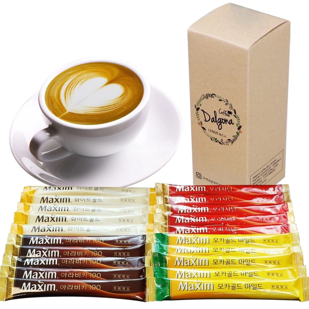 LENUE Korean 3 in 1 Instant Coffee Variety Sample Packets with Gift Box Set, Camping Essentials, Maxim Instant Coffee Mix Combination 20 Sticks
