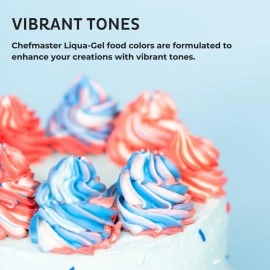 Chefmaster - 4th of July Liqua-Gel Food Color Kit - 4 Pack - Vibrant Patriotic Colors, Easy-To-Blend Formula, Fade-Resistant - For Cake Decorating, Cookie Decorating, Drinks and More - Made in the USA