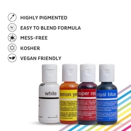 Chefmaster - 4th of July Liqua-Gel Food Color Kit - 4 Pack - Vibrant Patriotic Colors, Easy-To-Blend Formula, Fade-Resistant - For Cake Decorating, Cookie Decorating, Drinks and More - Made in the USA
