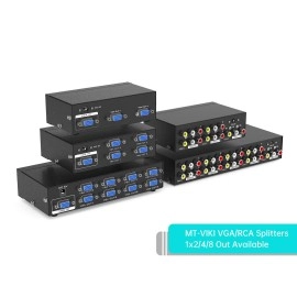 MT-VIKI - AV Signal Distributor, RCA Composite Video Splitter 1 in 4 Output, RCA Connector, Compatible with TV, Wii, NES, N64, XBOX, DVD, PS2, SEGA, Cable Box