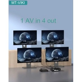 MT-VIKI - AV Signal Distributor, RCA Composite Video Splitter 1 in 4 Output, RCA Connector, Compatible with TV, Wii, NES, N64, XBOX, DVD, PS2, SEGA, Cable Box