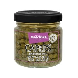 Mantova Capers in a Mild Vinegar Brine, 3.5 oz. (Pack of 3), Product of Italy, All-Natural, Caper Bush Buds, Capparis Spinosa, Non-GMO, Gluten-Free, Cholesterol-Free, Vegan-Friendly, Paleo-Friendly