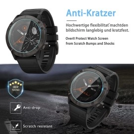 Suoman 4-Pack Screen Protector, 2.5D 9H Hardness Tempered Glass for Garmin Fenix 6X Pro/ 6X Pro Solar/ 6X Sapphire Smartwatch