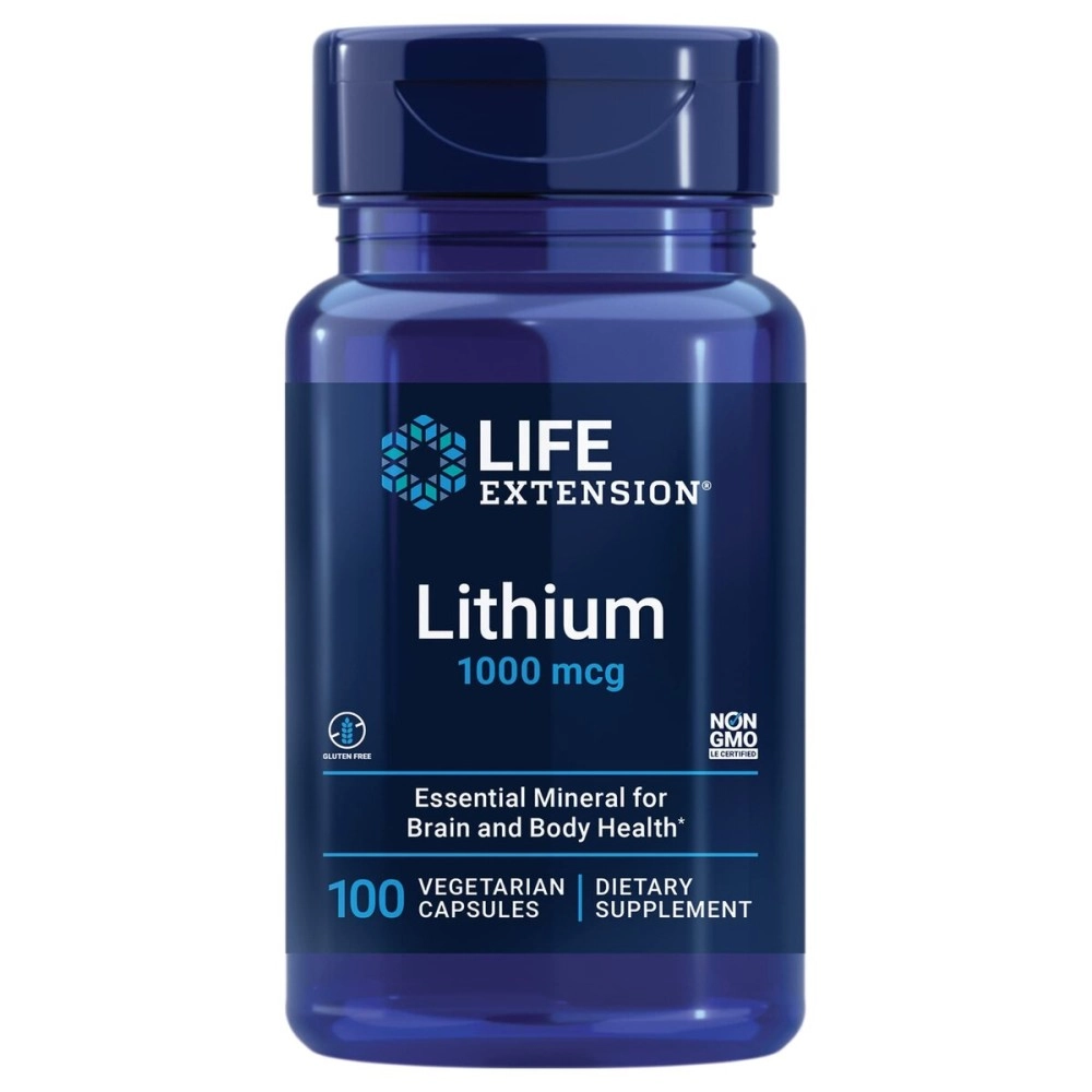 Life Extension Lithium 1000 mcg - for Brain Health, Anti-Aging & Longevity - Memory & Cognition, Mood Support Supplement -Once Daily - Gluten-Free, Non-GMO - 100 Count