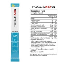 LIFEAID FOCUSAID GO Nootropics Energy Blend, Zero Sugar, Alpha-GPC, GABA, B-Complex, Yerba Mate, Green Tea, Keto Friendly, 100mg Natural Caffeine (Pack of 14)