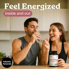 Organic Irish Sea Moss Capsules with Beet Root - Premium Quality Sea Moss Supplement - Support Heart Health, Immune System, Athletic Performance | Vegan-Friendly Organic Sea Moss Capsules