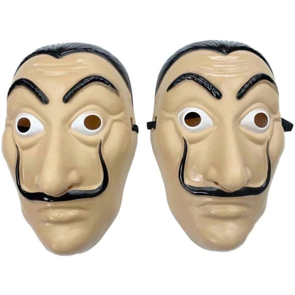 AMARONE Money robbery mask salvador Dali Cosplay halloween Dali mask Realistic Movie Prop Face Mask 2pack