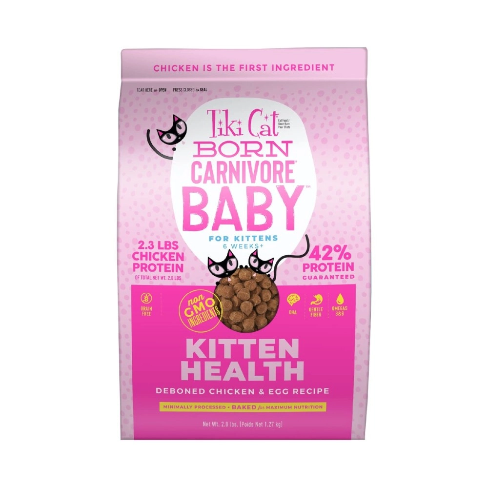 TIKI PETS Cat Born Carnivore Baby, High-Protein and Grain-Free, Dry Cat Food for Kittens 6 Weeks+, 2.8 lbs. Bag